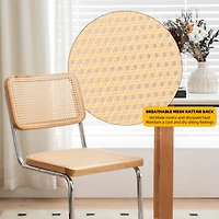 Streamdale Modern Velvet Rattan Dining Chairs with Chrome Legs (Set Of 2)