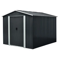 Streamdale 8FT x 10FT Outdoor Metal Storage Shed with Floor Base, Black