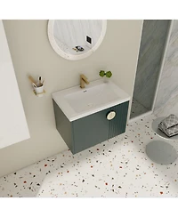 Wall-Mounted Vanity with Ceramic Sink and Soft-Close Doors