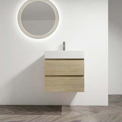 Streamdale 24" Wood Grain Vanity w/ Resin Sink & Soft-Close Drawers