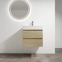 Streamdale 24" Wood Grain Vanity w/ Resin Sink & Soft-Close Drawers