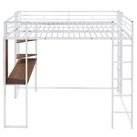 Streamdale Full Metal Loft Bed With 2 Shelves And One Desk