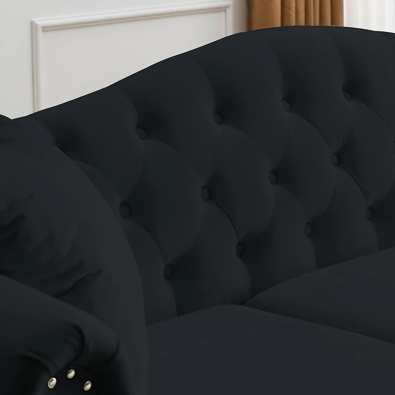 Streamdale 57" Velvet Chesterfield Sofa with Rolled Arms