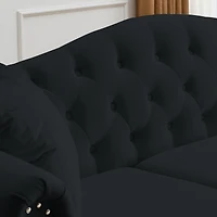 Streamdale 57" Velvet Chesterfield Sofa with Rolled Arms