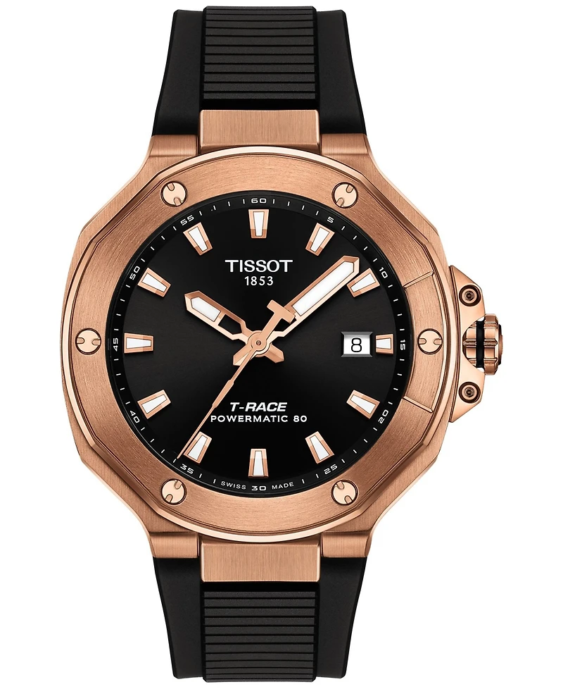 Tissot Men's Swiss Automatic T-Race Powermatic 80 Black Silicone Strap Watch 41mm