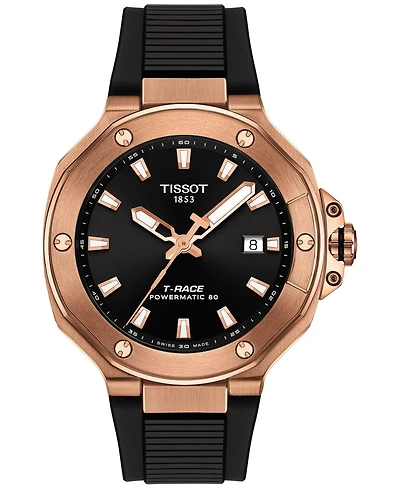 Tissot Men's Swiss Automatic T-Race Powermatic 80 Black Silicone Strap Watch 41mm
