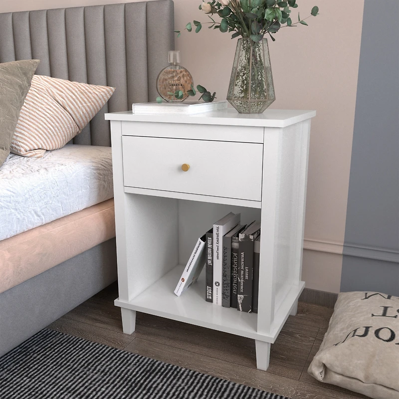 Streamdale Wooden Nightstand With One Drawer One Shelf For Kids, Adults