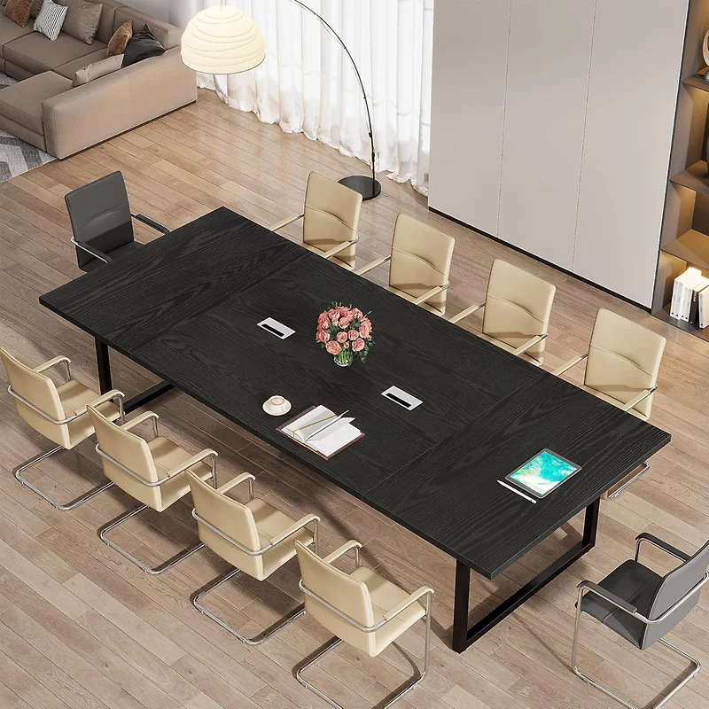 Tribesigns 94.5-Inch Conference Table for 10 People, Industrial 8 Ft Meeting Table with Two Grommets
