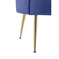 Simplie Fun Angelina Blue Velvet Scalloped Back Barrel Accent Chair With Metal Legs