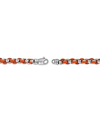Bulova Marc Anthony Men's Orange Leather Box Link Chain Bracelet in Sterling Silver-Plate, BVB1130-orsna