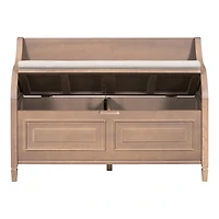 Streamdale Furniture Rustic Style Solid Wood Entryway Multifunctional Storage Bench With Safety Hinge (Gray Wash+ Beige)