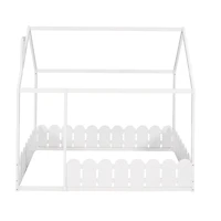 Streamdale Full Size Wood House Bed with Fence