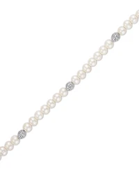 Bulova Marc Anthony Men's Freshwater Pearl & Lion Beaded Bracelet in Sterling Silver-Plate, BVB1161-wswprl
