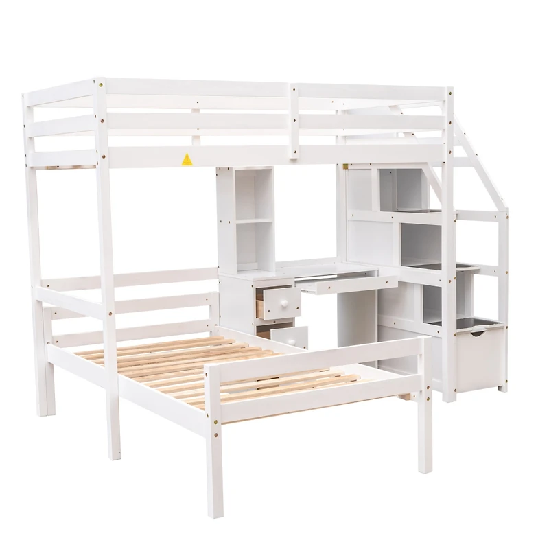 Streamdale Twin Loft Bed with Stairs, Desk, Storage