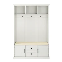 Streamdale 3-in-1 Hall Tree with Bench & Hooks (White)