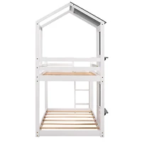 Streamdale Twin Over Bunk Bed Wood With Roof, Window, Guardrail, Ladder
