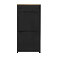 Streamdale Furniture Modern Black Shoe Cabinet with 4 Flip Drawers