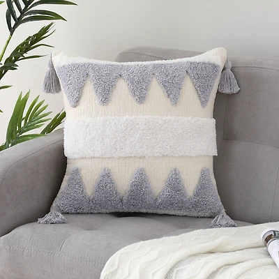 Caromio 1Pc Tufted Tassels Chenille Decorative Throw Pillow Covers 18" x