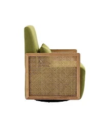 Mondawe Rose Red Upholstered Accent Chair with One Pillow Linen for Living Room