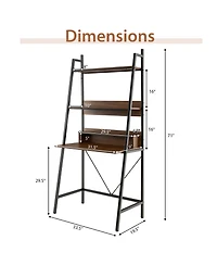 71in High Freestanding Laptop Desk with Open Shelves for Living Room Bedroom Study