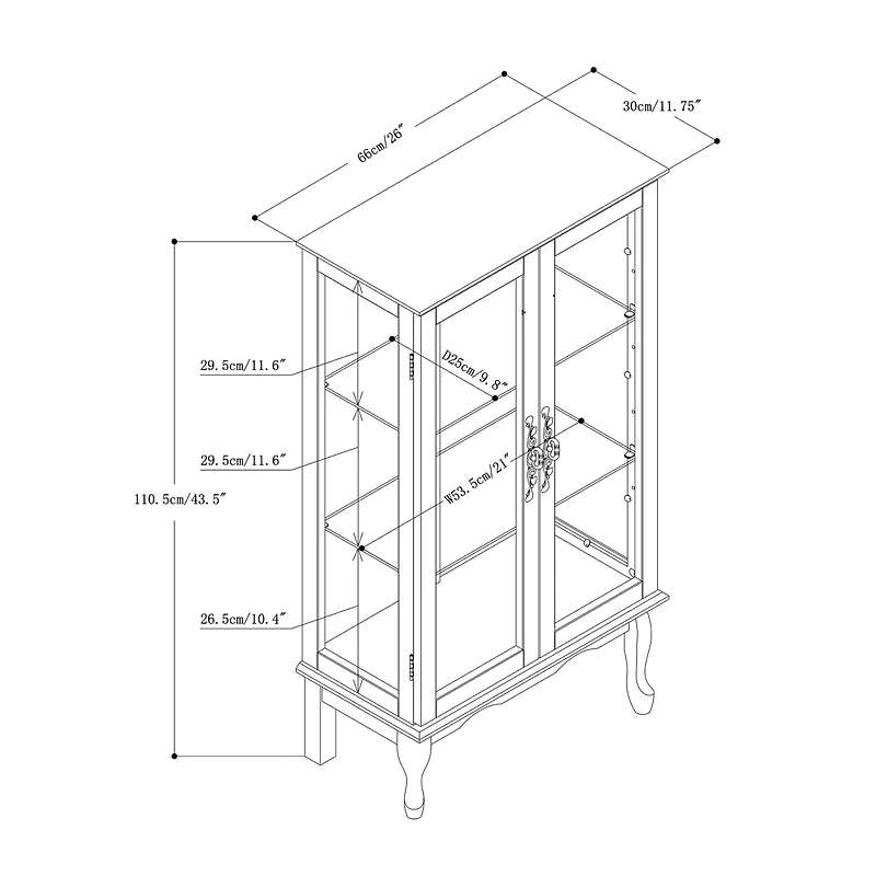 Streamdale Furniture Curio Cabinet Lighted Curio Diapaly Cabinet With Adjustable Shelves And Mirrored Back Panel