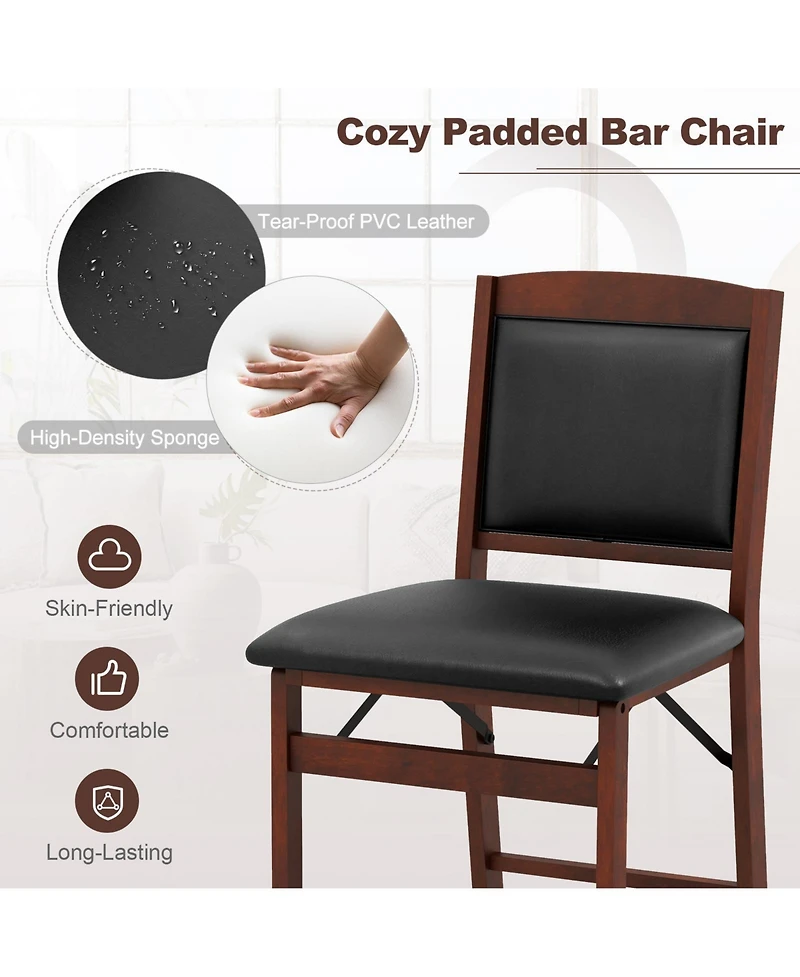 Vebreda Set of 2 Folding Kitchen Island Stool with Rubber Wood Legs