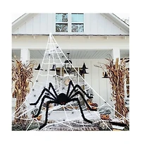 Cowin Giant Halloween Spider Decorations Set 60in with Web 20 Small Spiders Cotton Wool