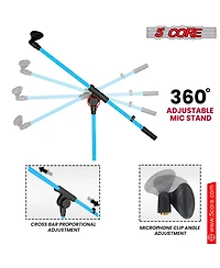 5 Core Microphone Stand Pair Floor Height Adjustable w Telescoping Boom Arm