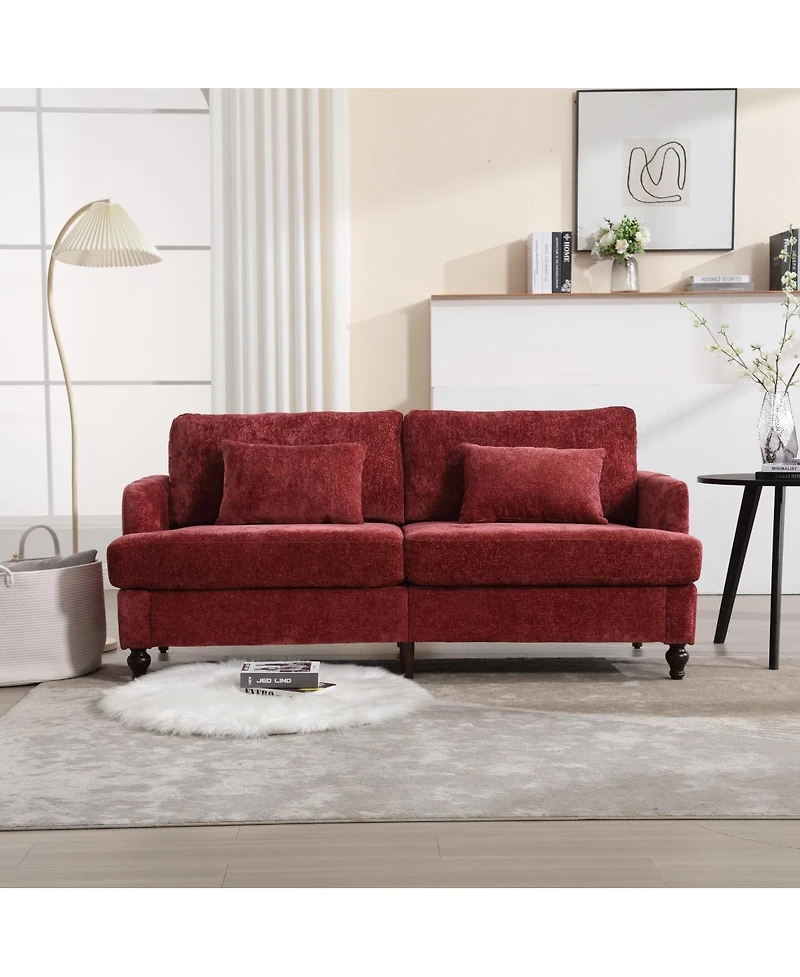 Simplie Fun Modern Chenille Fabric Loveseat, 2-Seat Upholstered Loveseat Sofa Modern Couch