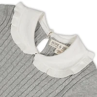 Hope & Henry Toddler Girls Long Sleeve Cable Knit Peter Pan Collar Sweater Dress