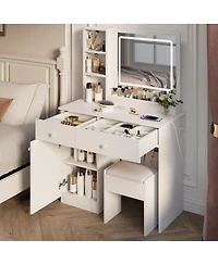 Streamdale Makeup Vanity Desk with Lighted Mirror & Drawers