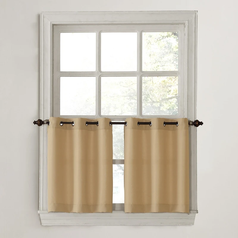 Montego Casual Textured Semi-Sheer Grommet Kitchen Curtain Tier Pair