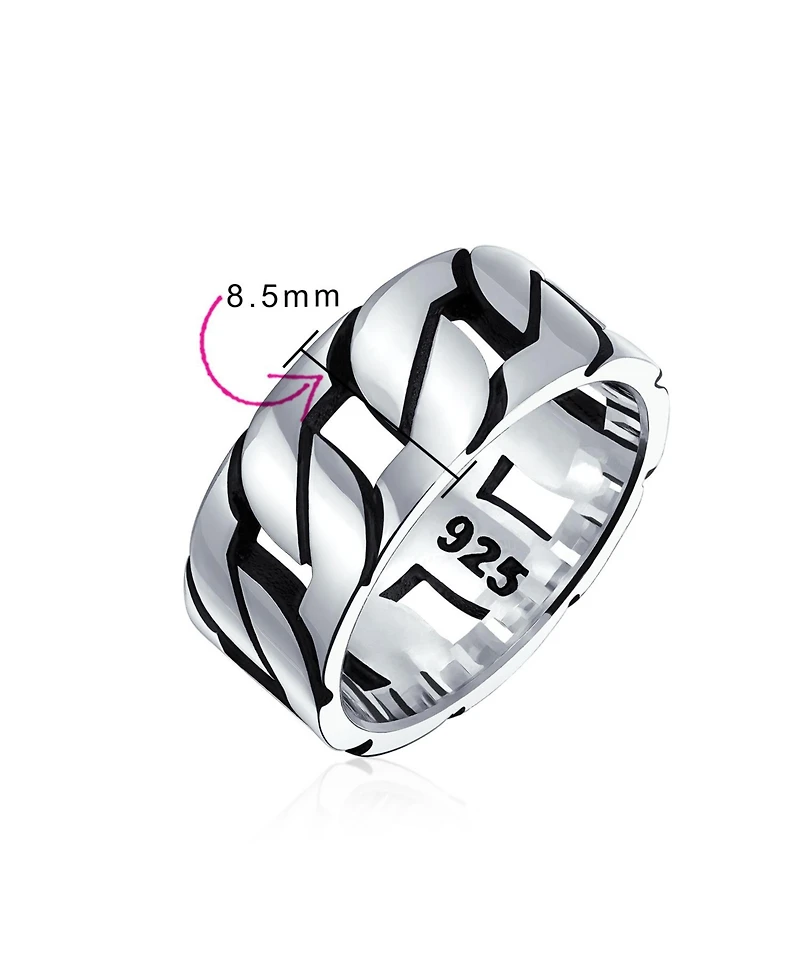 Bling Jewelry Biker Urban Wide Open Curb Chain Link Ring Band Gothic Tribal Solid .925 Sterling Silver Handmade Turkey