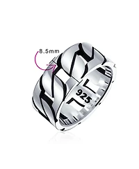 Bling Jewelry Biker Urban Wide Open Curb Chain Link Ring Band Gothic Tribal Solid .925 Sterling Silver Handmade Turkey