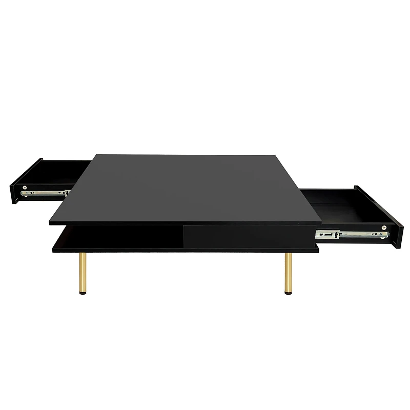 Streamdale Exquisite 2-tier white coffee table with gold legs