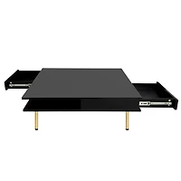 Streamdale Exquisite 2-tier white coffee table with gold legs