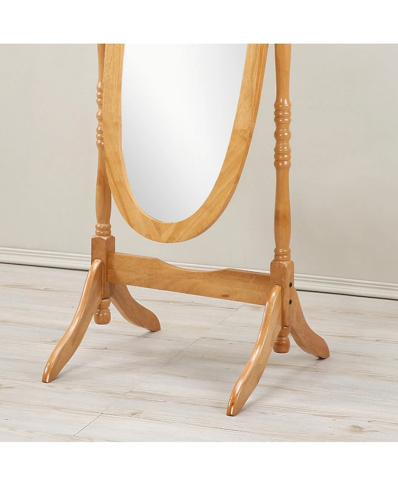 Streamdale Traditional Queen Anna Style Wood Floor Cheval Mirror, Oak Finish