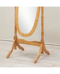 Streamdale Traditional Queen Anna Style Wood Floor Cheval Mirror, Oak Finish