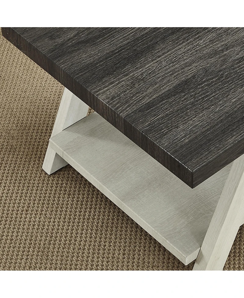 Streamdale Two-Tone Wood Shelf Side Table in Weathered Charcoal and Beige