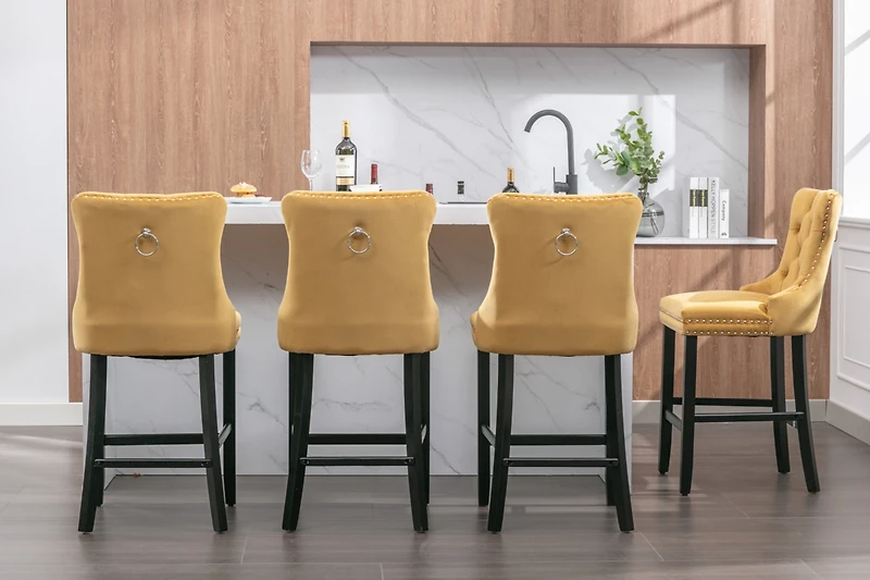 Streamdale Furniture Handcrafted Velvet Barstools with Supportive Backrest