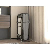 Simplie Fun Metal Folding Bed Frame with Foam Mattress of Pockets, Easy Storage and Movable with 4 Castors