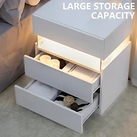 Streamdale Modern Led Nightstand with 3 Drawers and Multi-Color Rgb Lighting