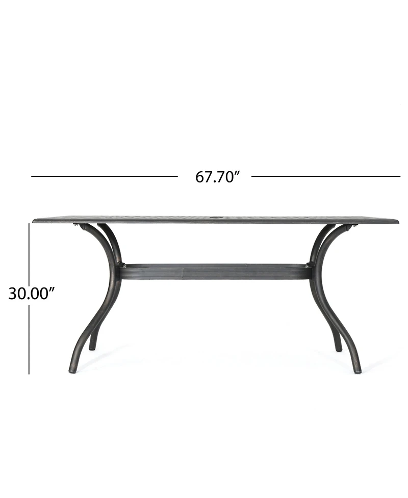 Simplie Fun Austin 68" Cast Aluminum Rectangular Dining Table