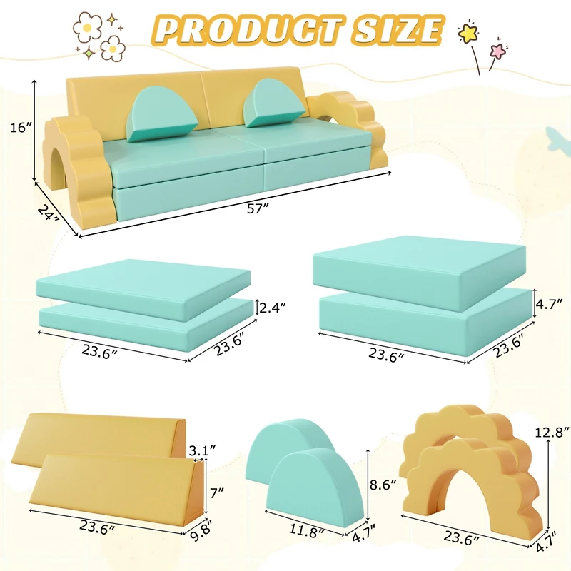 Streamdale 10-Piece Kids' Foam Play Set for Climbing, Crawling, and Imagination