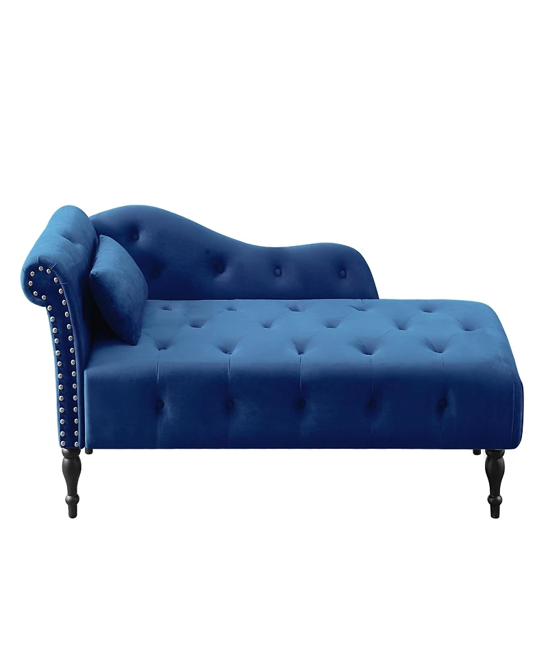Simplie Fun Elegant Velvet Chaise Lounge with Tufted Buttons and Solid Wood Legs