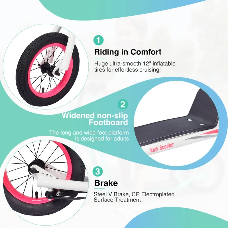 Streamdale Premium Kick Scooter, Adjustable, 12" Wheels