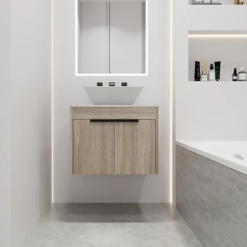 Streamdale 24" Modern Design Float Bathroom Vanity With Ceramic Basin Set