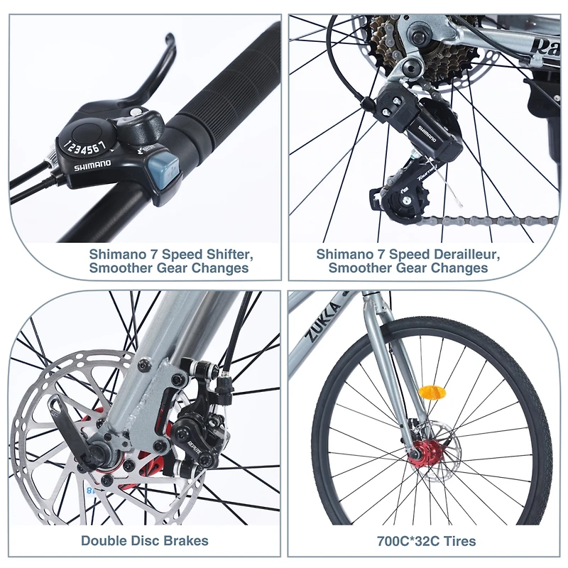 Streamdale Furniture 7 Speed Hybrid bike Disc Brake 700C Road Bike For men women's City Bicycle