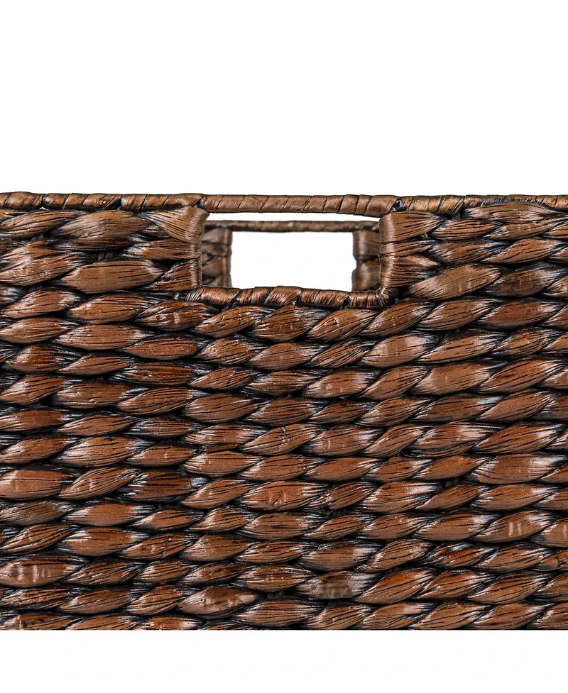 Jonathan Y Traditional Assorted Hand-Woven Hyacinth/Iron Baskets, Dark Brown Wash (Set of 10)