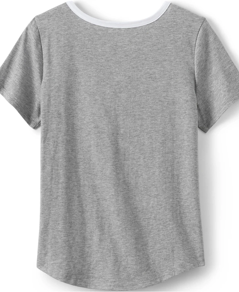 Lands' End Girls Short Sleeve Curved Hem Graphic Tee Shirt